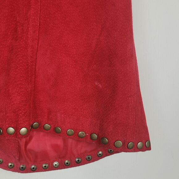 VTG Back In The Saddle Vest Medium Red Suede Leather Western Studs Cowgirl Rodeo - Picture 9 of 9